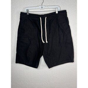 Terranova Men’s Shorts Linen Black Drawstring Pockets US Size 36 (M)